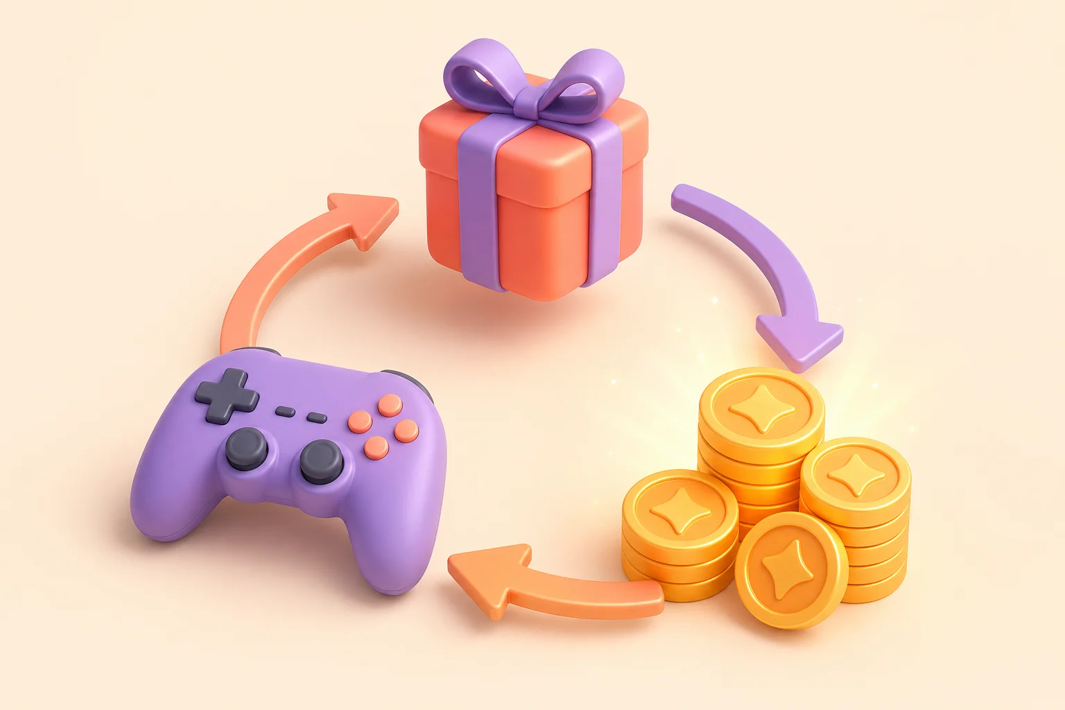 Visual flow of earning and spending Sunset Tokens in games