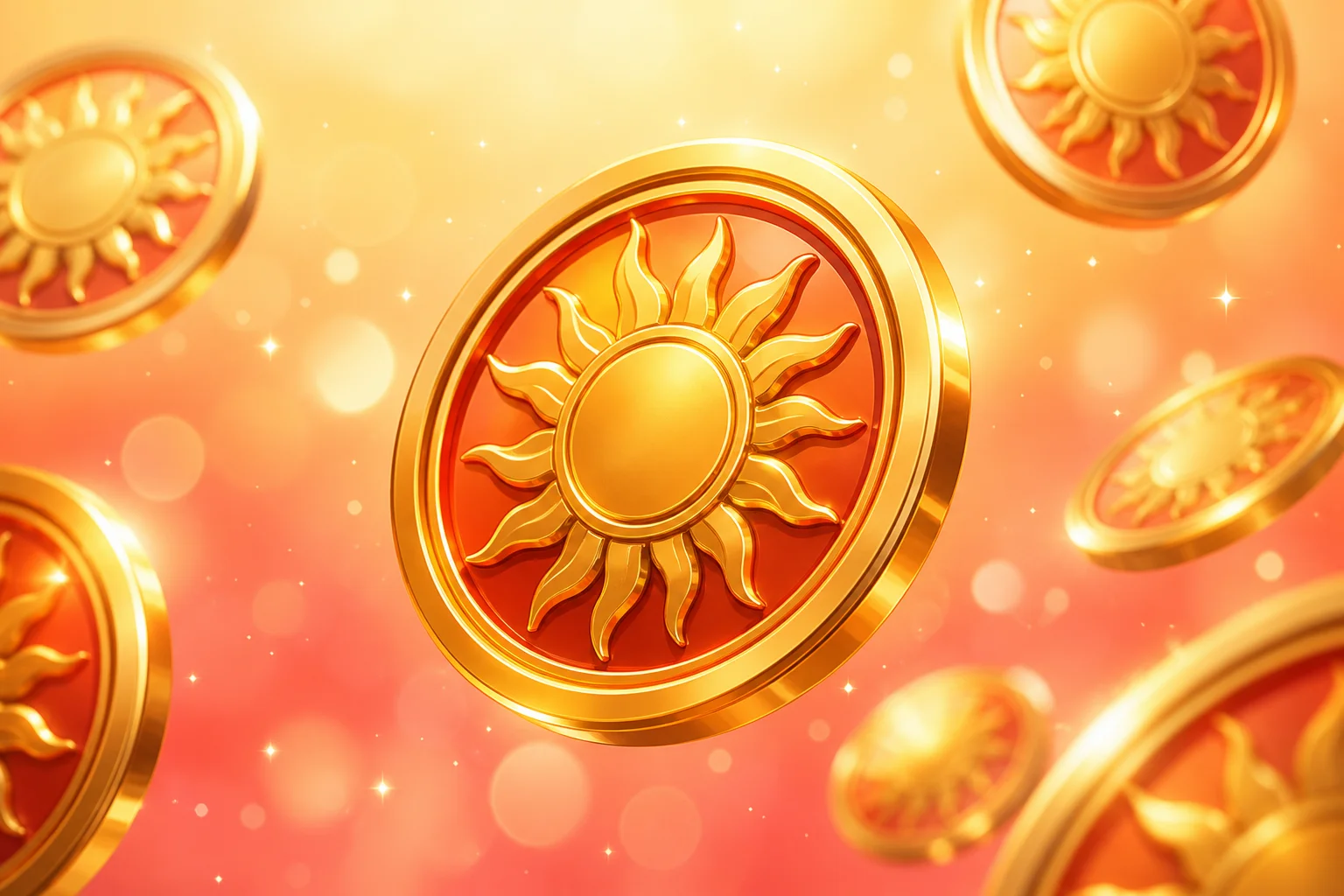 Glowing Sunset Tokens virtual currency coins